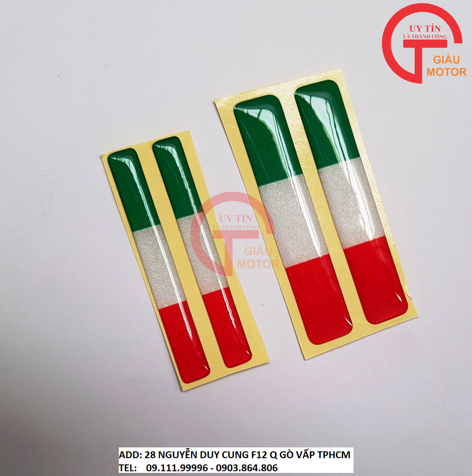 CẶP TEM NỔI PHẢN QUANG CỜ  Ý 3 MÀU SIZE NHỎ