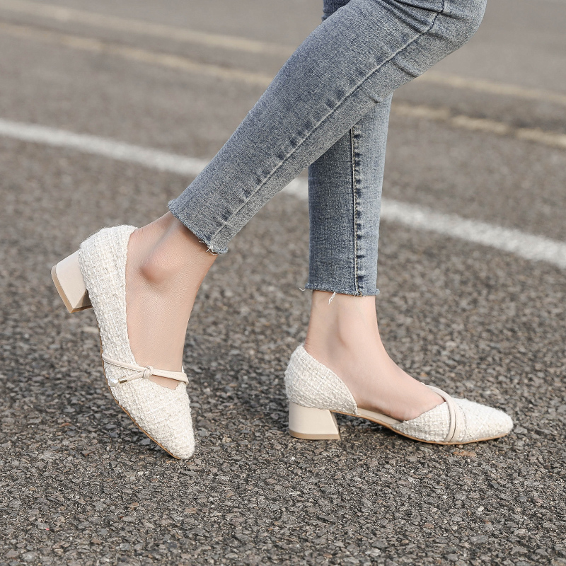Giày Búp Bê Nữ Giày Slip On Đế Thấp 3 Phân Mũi Nhọn