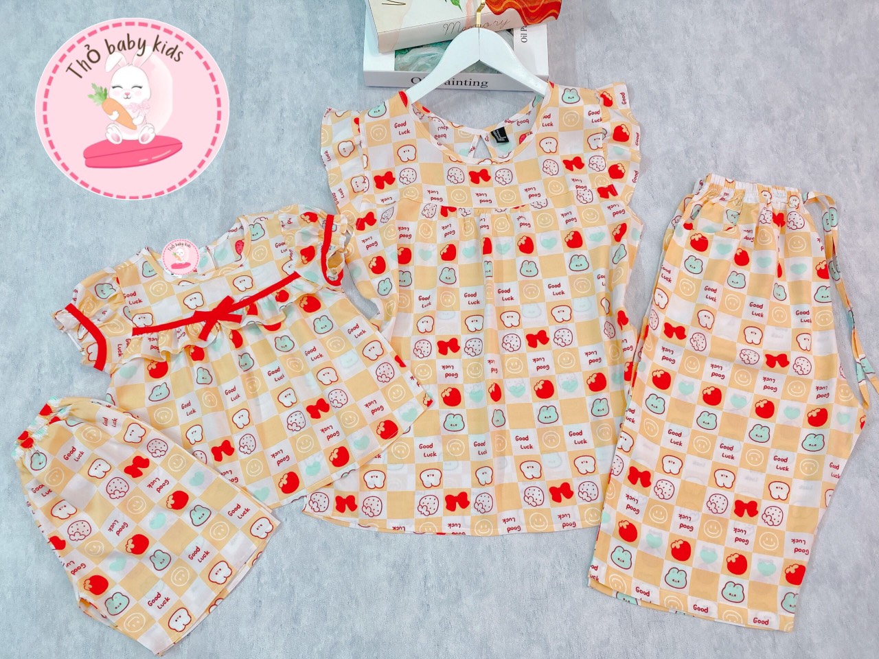Đồ bộ tole/lanh cặp cho mẹ và bé gái, đồ lanh đôi mẹ và bé gái shop thỏ baby kids