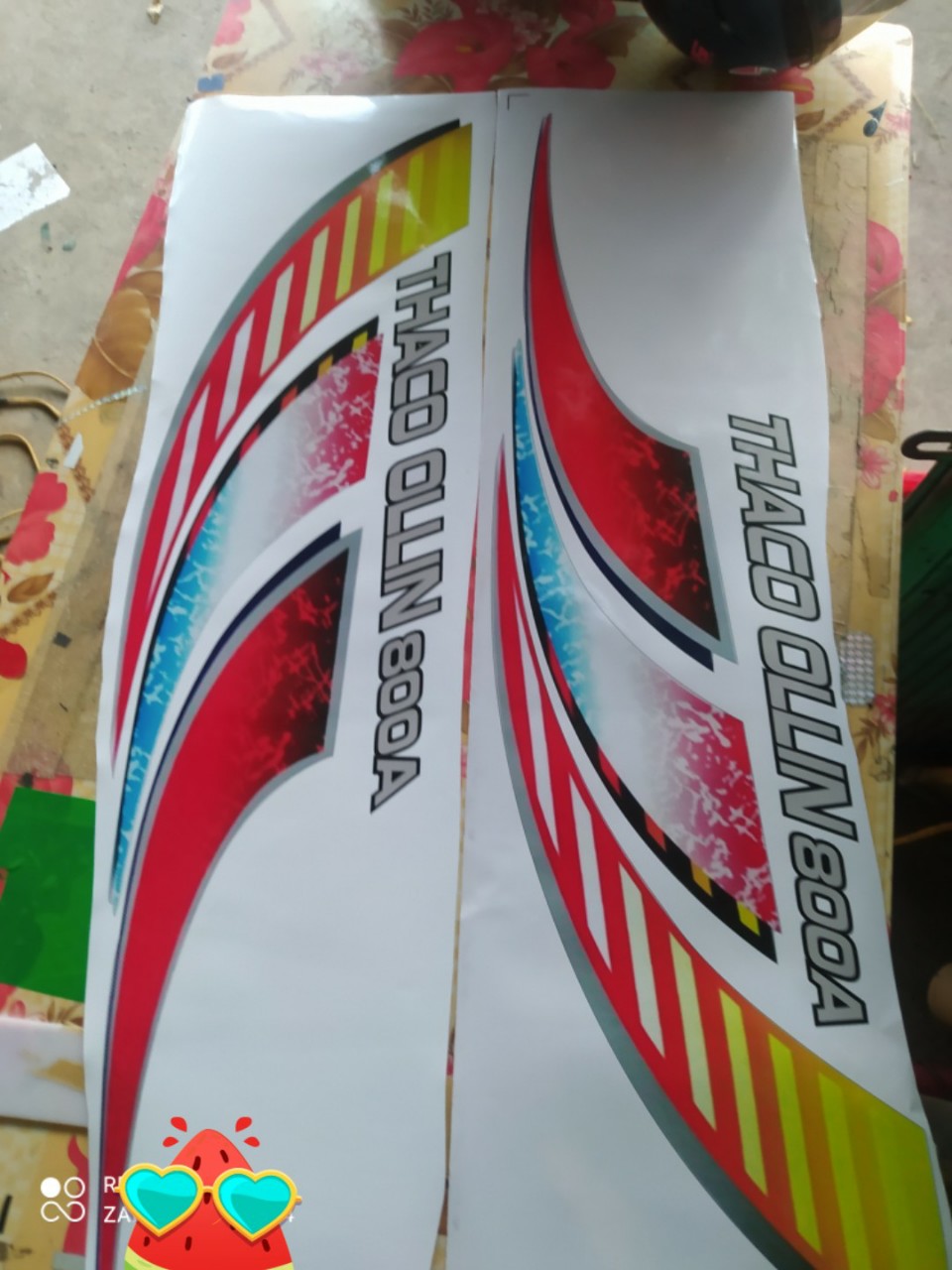 Tem decal dán cánh cửa, tem trang trí xe tải thaco onlin 800a (sl 2 tem dán 2 bên)