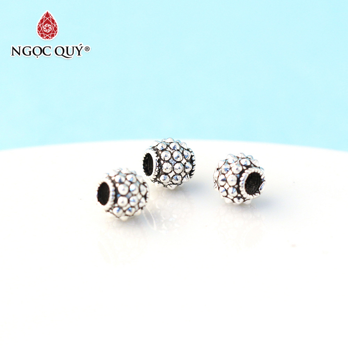 [HCM]Charm bạc hình trụ tròn - Ngọc Qúy Gemstones
