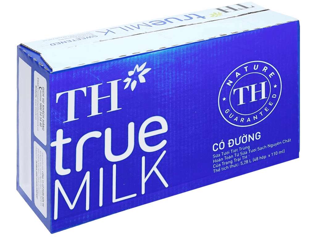 Sữa tươi tiệt trùng có đường TH true MILK 110ml - Thùng 48 hộp