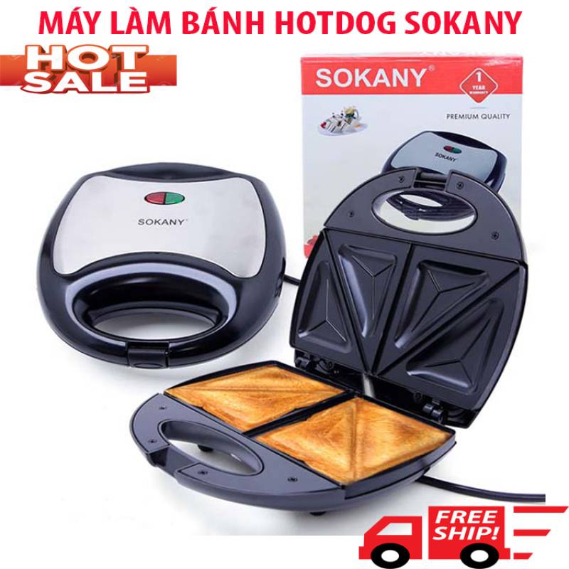 Giá bán MÁY LÀM BÁNH HOTDOG CHÍNH HÃNG SOKANY KJ-102 - Máy làm bánh sanwich - Máy nướng bánh chống dính cao cấp - Máy kẹp bánh mỳ công suất 750W, làm nóng nhanh, thiết kế nhỏ gọn- Bảo Hành 12 Tháng