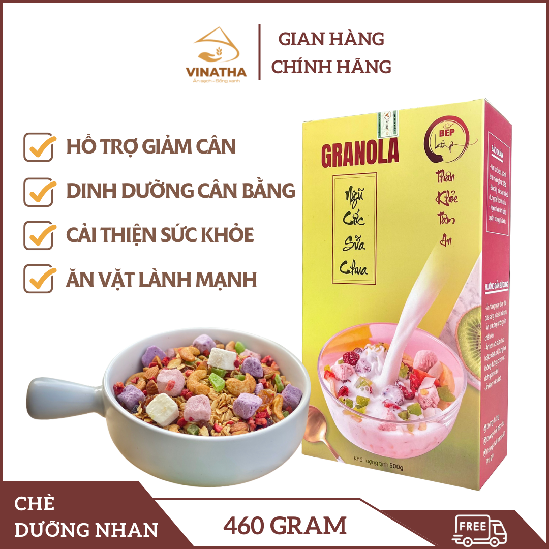 Granola ăn kiêng siêu hạt giảm cân lành mạnh bếp bình yên vinatha - 500gram