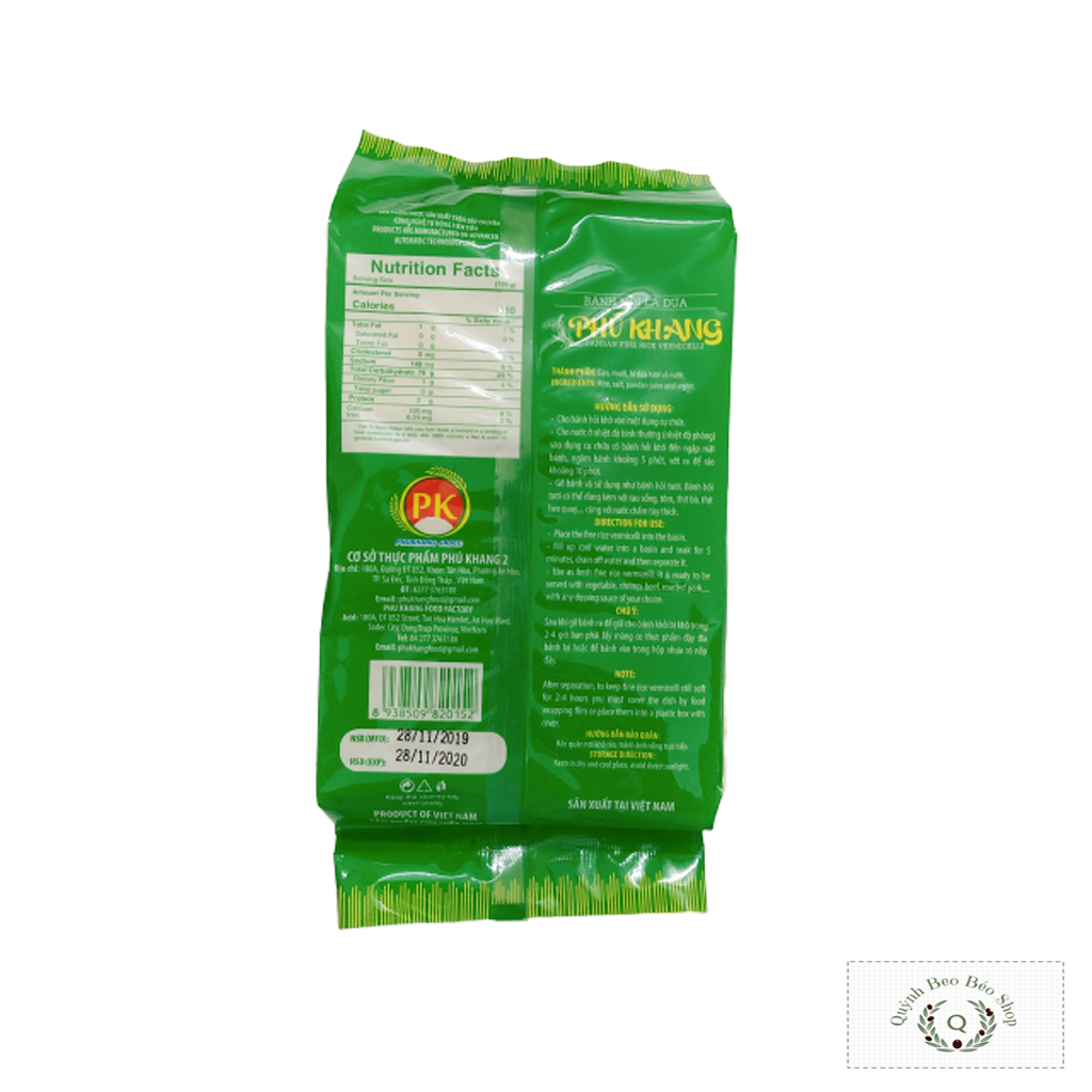 BÁNH HỎI LÁ DỨA (KHÔ) PHÚ KHANG- SA ĐÉC TÚI 300G