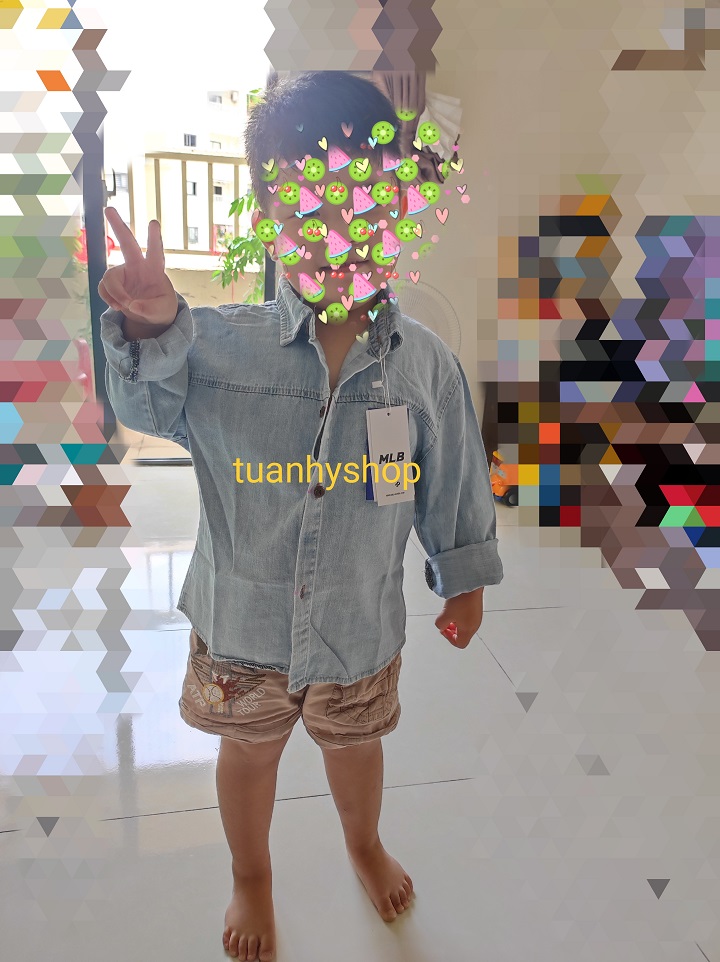 Áo sơ mi jean dài tay cho bé AB001
