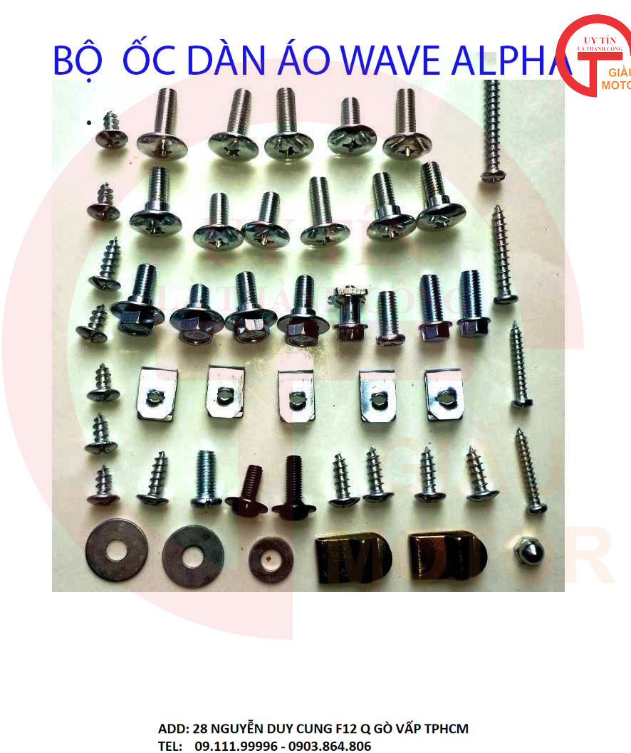 BỘ ỐC DÀN ÁO CHO XE HONDA WAVE ALPHA