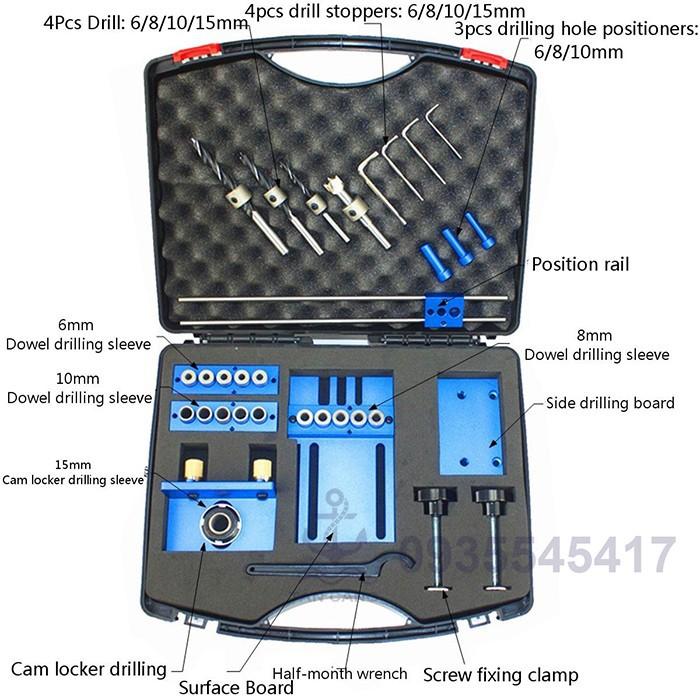 Bộ Cử Khoan Ốc Cam và Chốt Gỗ Cao Cấp