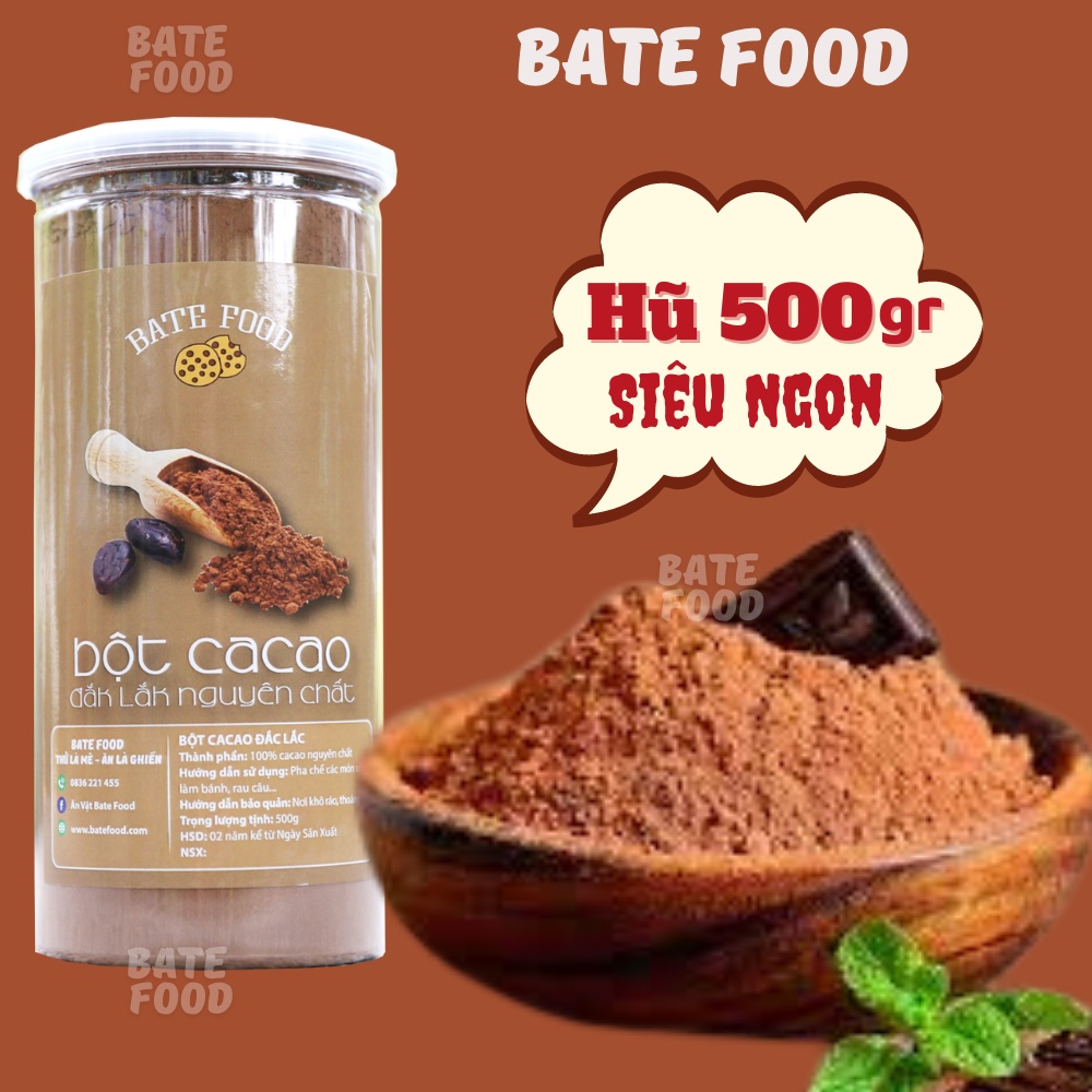 Bột Cacao Nguyên Chất Đắk Lắk 500g Thơm Ngon I Ăn Vặt Bate Food