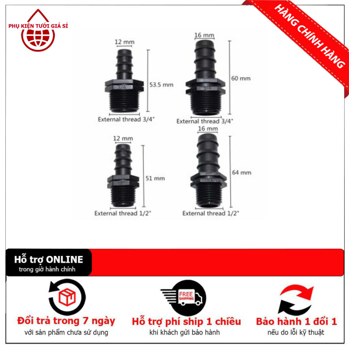 LDPE 16,20 external thread connector-LDPE 16 or 20 hose outer thread connector-easy disassembly-12 months warranty