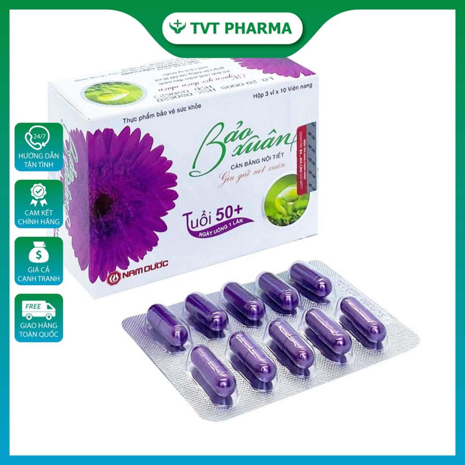 Viên uống bảo xuân tím tuổi 50 giúp cân bằng nội tiết tố ở nữ giới