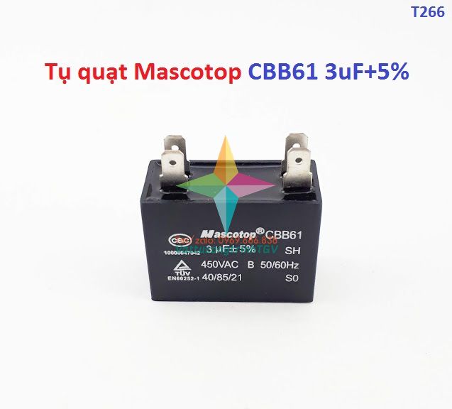 Tụ quạt 4 chân CBB61 MASCOTOP 1uF-1.5uF-2uF-2.5uF-3uF-4uF-5uF-6uF +-5%