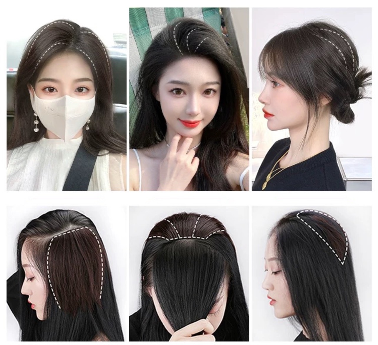Kẹp Tóc Giả Phím Phồng Làm Dày Tóc Tự Nhiên Dễ Sử Dụng