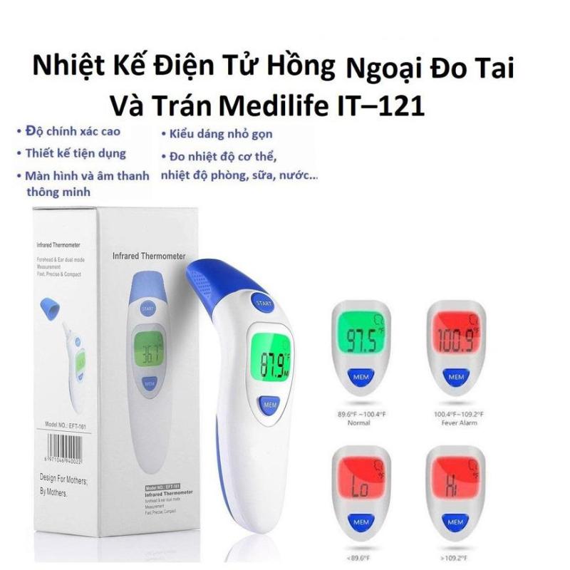 Nhiệt Kế Điện Tử Hồng Ngoại Đo Tai Đo Trán, Máy đo nhiệt kế hồng ngoại.Nhiệt kế điện tử hồng ngoại đo tai và trán Medililifee IT - 121, Cặp nhiệt độ cho trẻ sơ sinh máy đo nhiệt kế điện tử. BẢO Hành 12 tháng bởi LUCKY STORE SG.
