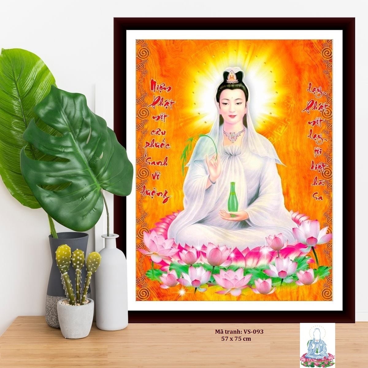 Tranh đính đá QUAN THẾ ÂM BỒ TÁT vs093 kích thước 75x55cm