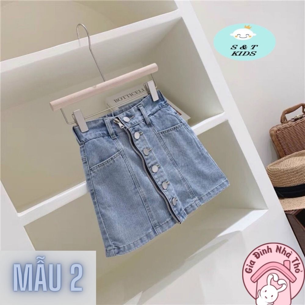 (12-30kg) Chân váy đầm jean bò cho bé gái