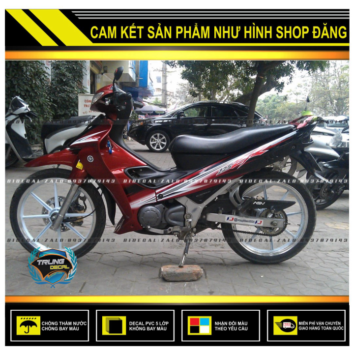 Tem rời yaz 125 zr mẫu zin phối đỏ đen