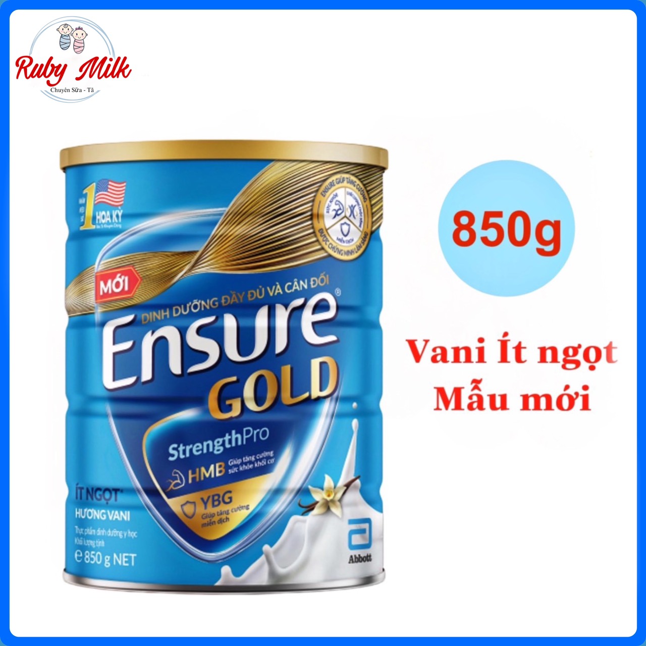 Sữa bột ensure gold vani ít ngọt lon 800g