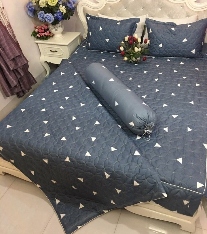 [Sale] Bộ Chăn Ga Gối 5 MÓn Màu Ghi 1M6 x 2M (1 Drap + 2 Vỏ Gối Nằm + 1 Chăn Hè + 1 Vỏ Gối Ôm)