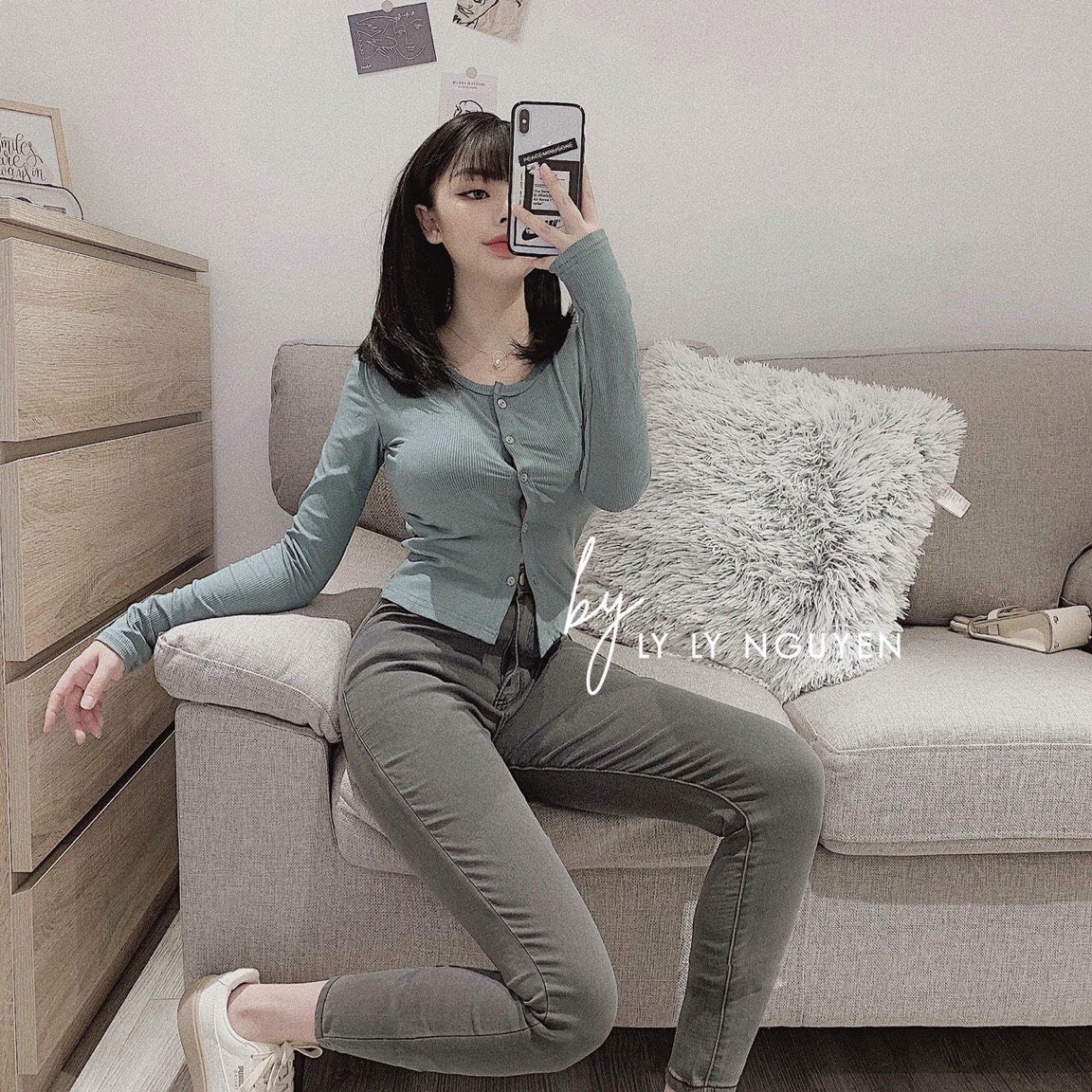 ÁO THUN COPTOP DÀI TAY VẢI KATE SIÊU ĐẸP CÀI CÚC CÁ TÍNH TUỔI TEEN