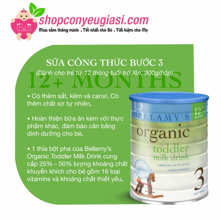 [HCM]Sữa Bột Bellamys Organic Công Thức Số 3 - 900g - Mẫu mới