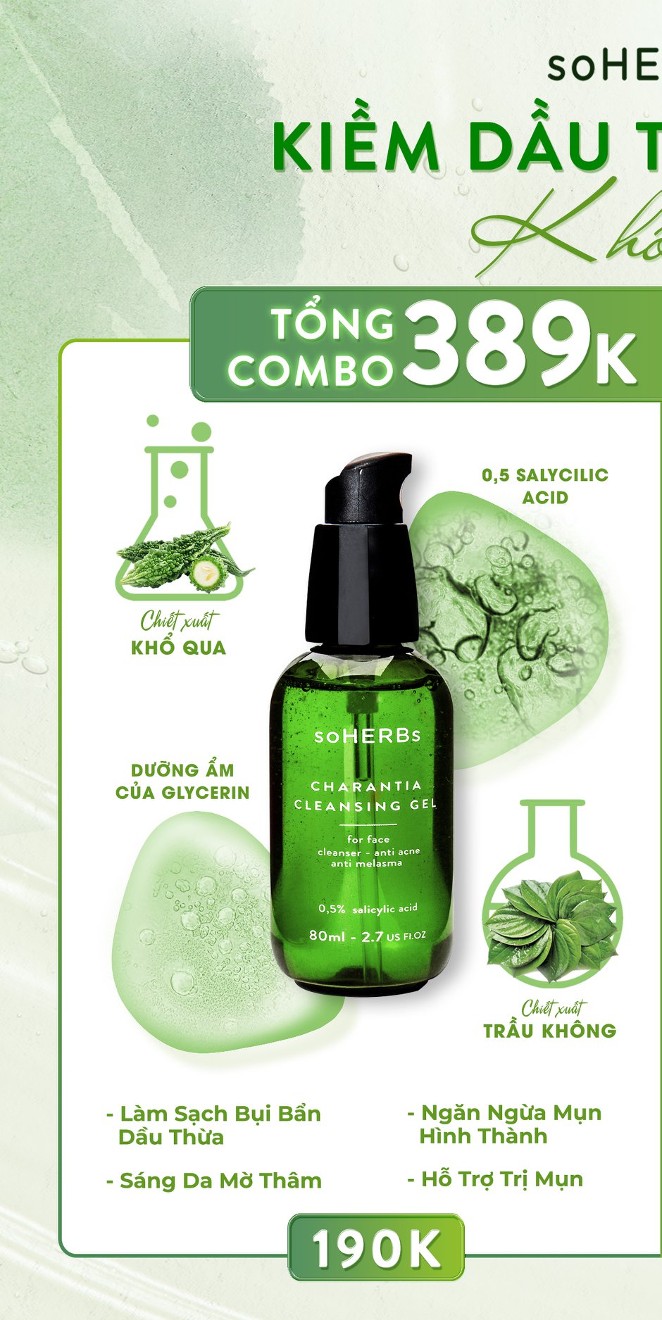 [HCM]Combo SỮA RỬA MẶT_ CAO KHỔ QUA SOHERBS SIÊU RẺ