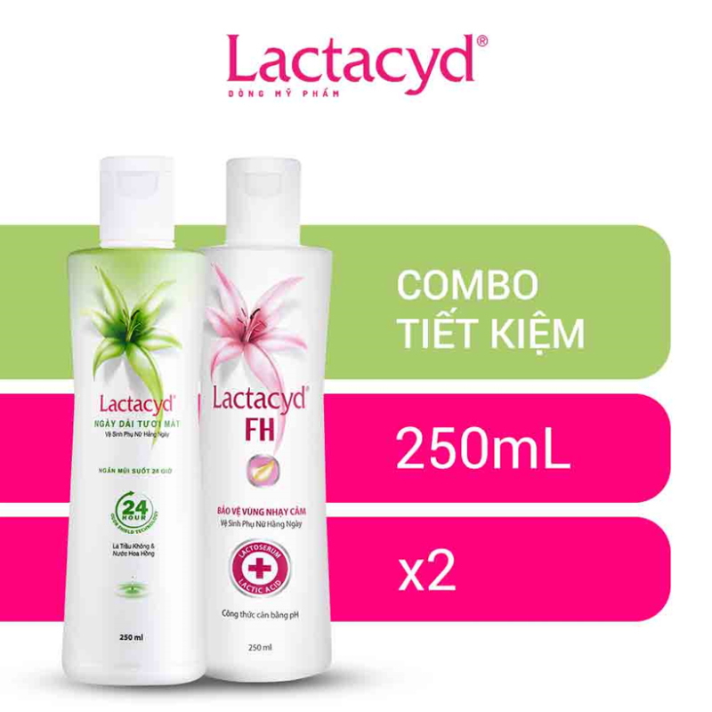 Bộ 2 Chai Dung Dịch Vệ Sinh Phụ Nữ Lactacyd Ngày Dài Tươi Mát 250ml + FH 250ml giá rẻ