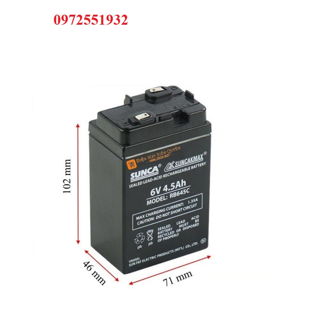Bình ác quy 6V 4.5A cho quạt tích điện