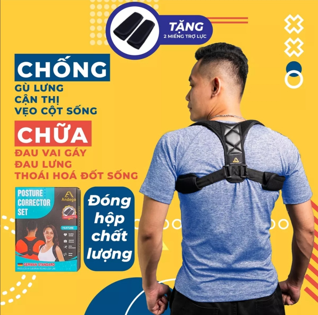 Đai chống gù lưng cải thiện cột sống. Màu đen