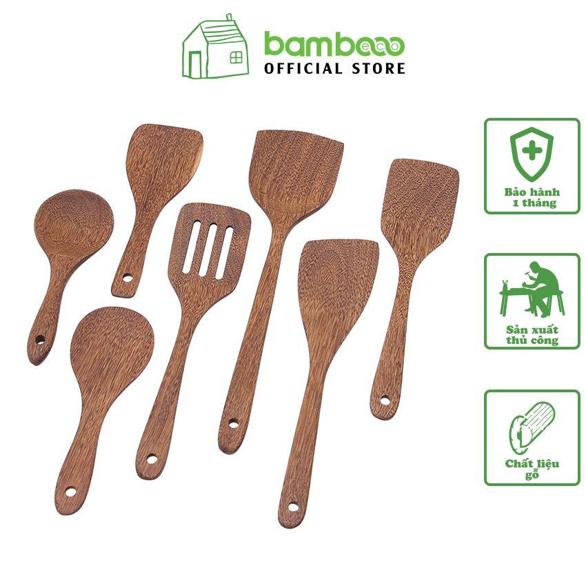 Thìa muỗng gỗ cánh gà BAMBOOO ECO xào nấu chống dính chịu nhiệt tiện lợi