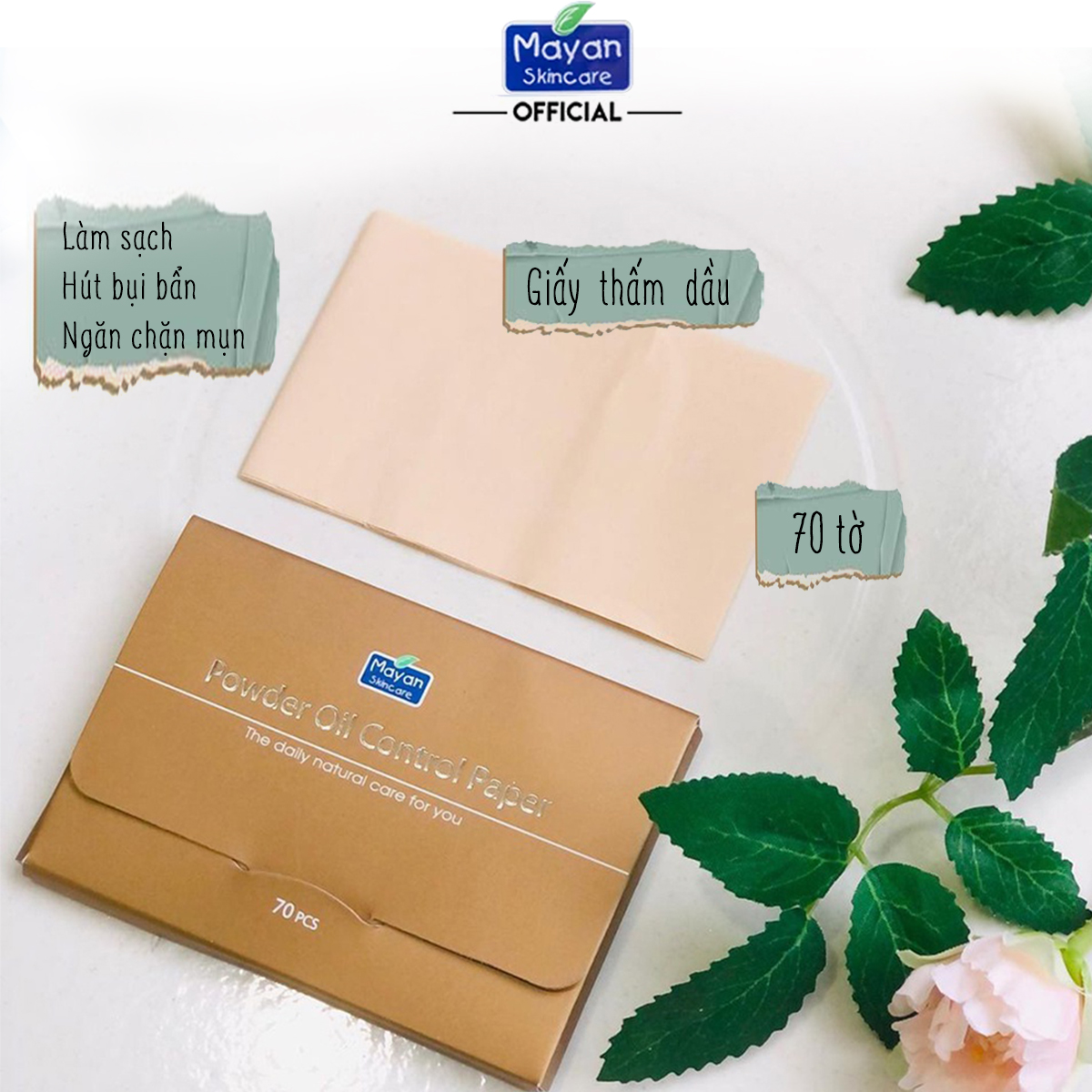 Giấy Thấm Dầu Mayan 70 Tờ Phấn Siêu Thấm Hút