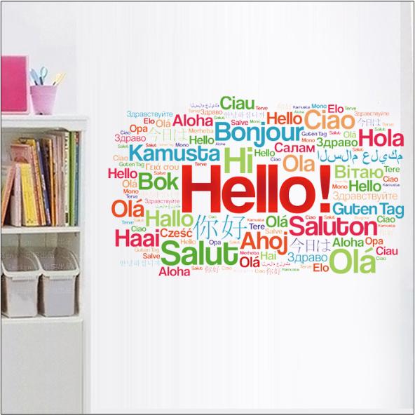Decal trang trí chữ tiếng anh HELLO