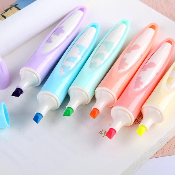 Vỉ 6 bút dạ quang bò sữa siêu dễ thương highlight milky