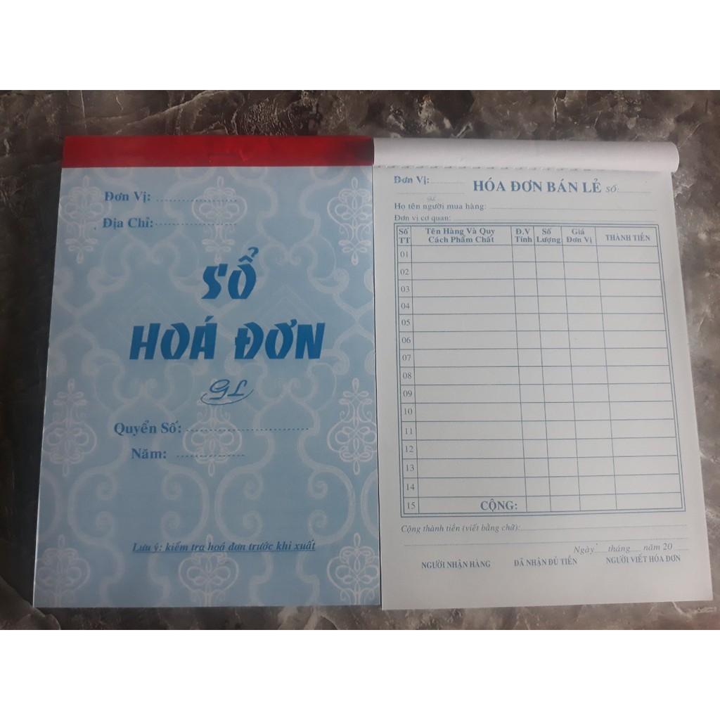 Hóa đơn bán lẻ 2 liên - 10 cuốn - 100 tờ