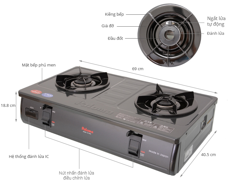 (HÀNG CHÍNH HÃNG)Bếp gas đôi nhập khẩu Paloma 7PEJ