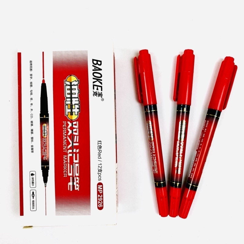 Bút dạ kính 2 đầu Baoke MP2926 Xanh/Đỏ/Đen (12/144)