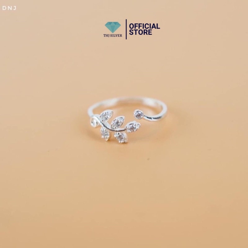 Nhẫn lá bạc ta đính đá- nhẫn hở dễ đeo