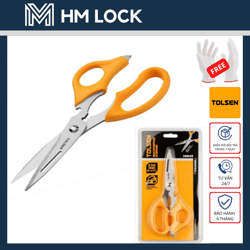 Kéo cắt đa năng 220mm tolsen 30049 - hàng chính hãng - hm lock