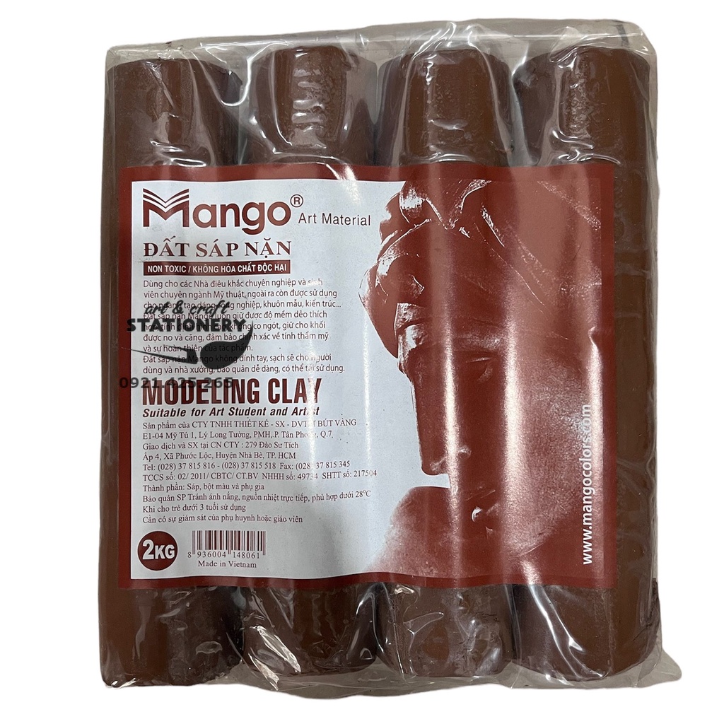 Đất sét điêu khắc Mango/ Đát sét dẻo Mango nặn tượng làm khuôn bịch 2kg [ Stationery And Art Shop ]