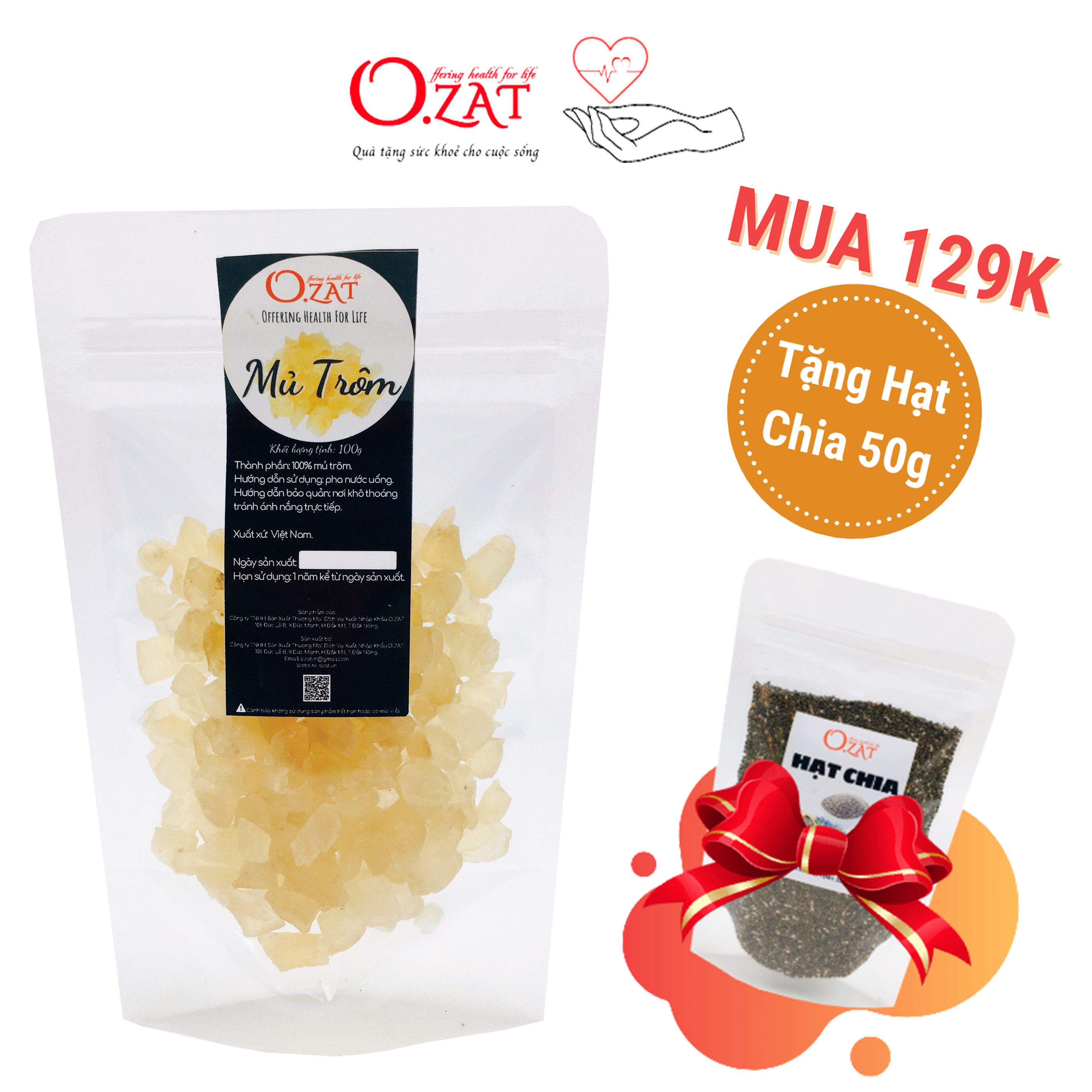 Mủ trôm cục nguyên chất O.ZAT 100g