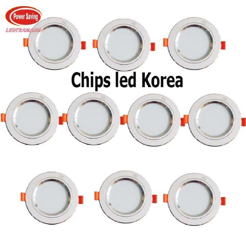 Combo 10 led âm trần viền bạc 7w HG 1 màu phi 90