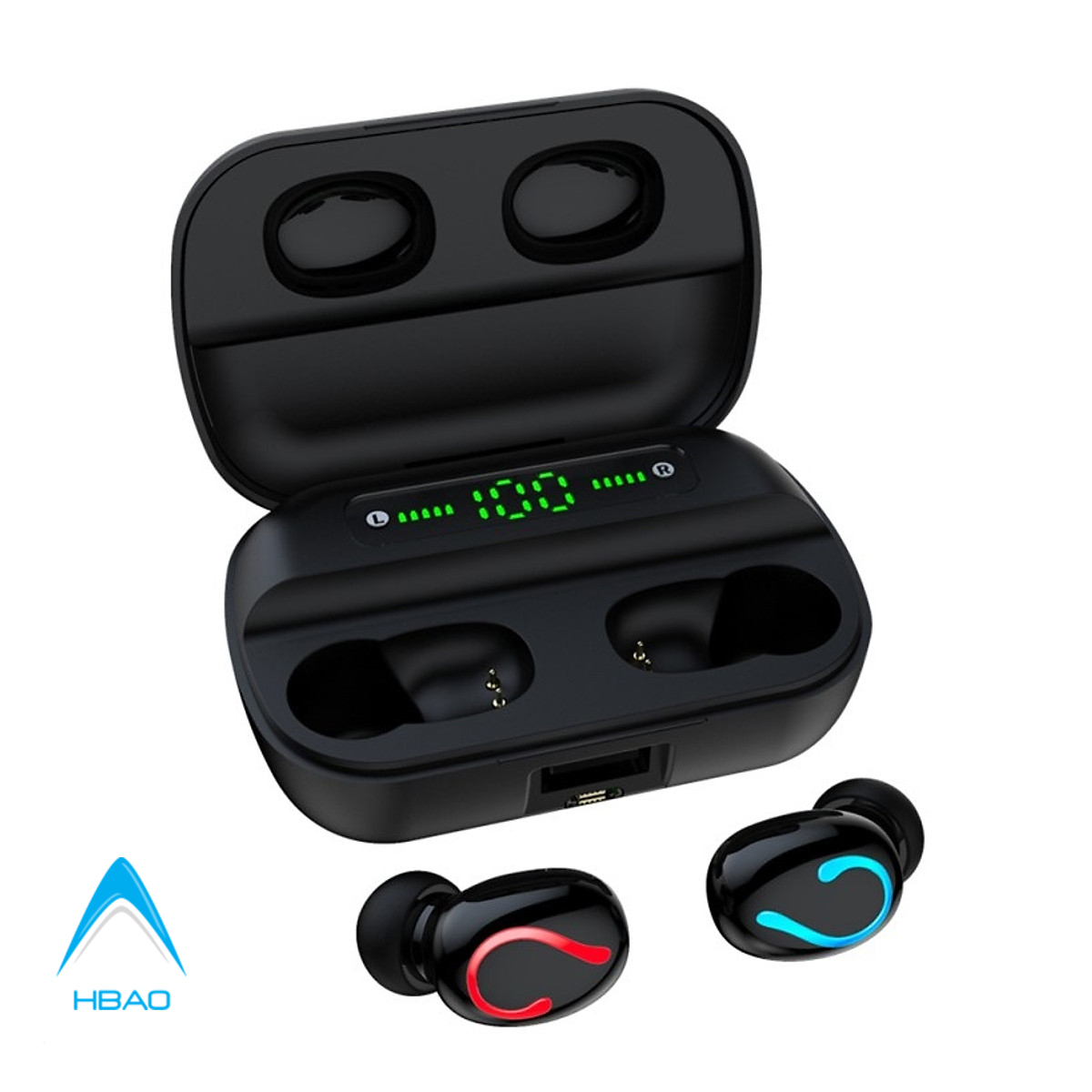 [HCM]Tai Nghe Bluetooth True Wireless HBQ Q82 LED Stereo V5.0 + EDR