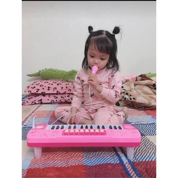 Đàn Piano mini 48 phím kèm Micro cho bé đồ chơi âm nhạc trẻ em đàn organ nhập vai làm ca sĩ chất liệu nhựa ABS an toàn