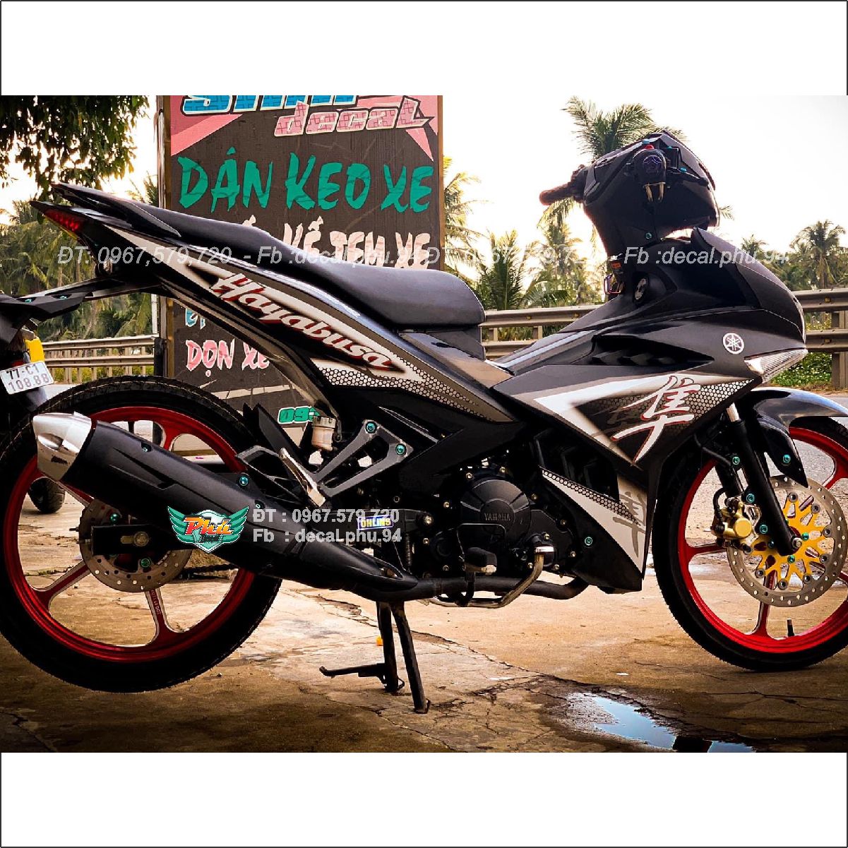 Tem Rời Exciter 150 Hayabusa đen trắng nhám