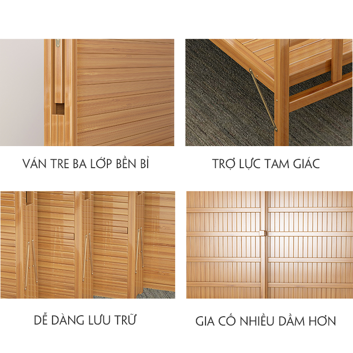 Portable Folding bamboo bed any age (120cm ~ 150cm)
