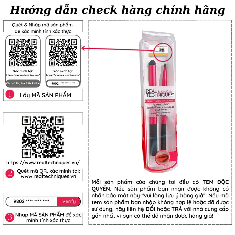 [HCM]Set Cọ Môi Real Techniques Lip Color + Blur