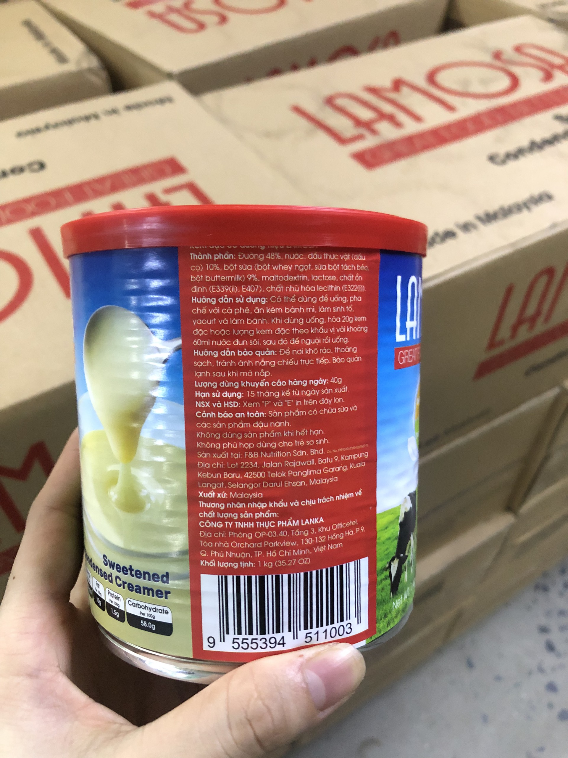 [Combo 4 Lon] Sữa Đặc Có Đường Cao Cấp LAMOSA - Lon 1Kg