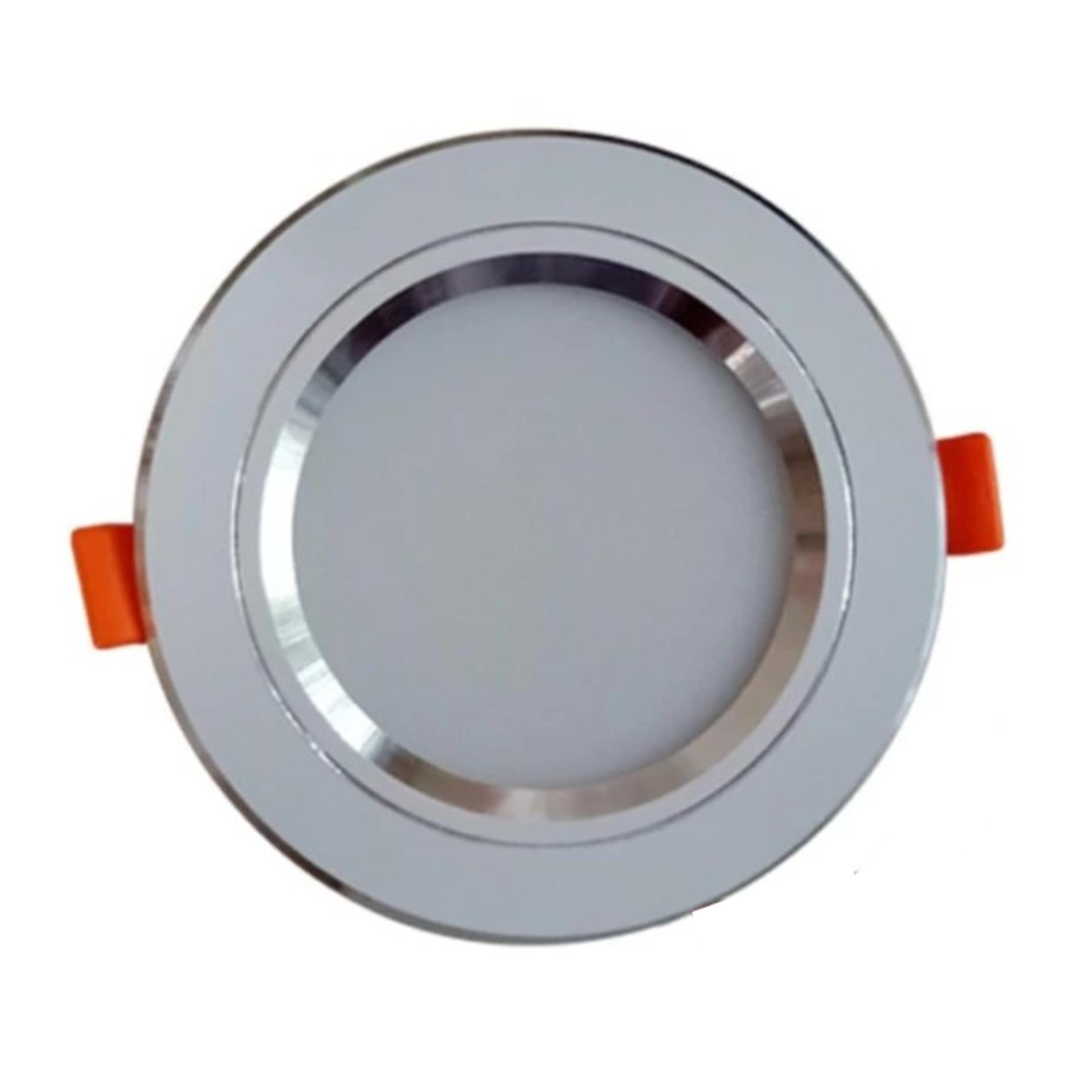 Đèn led âm trần viền bạc 7w 3 màu 3 chế độ
