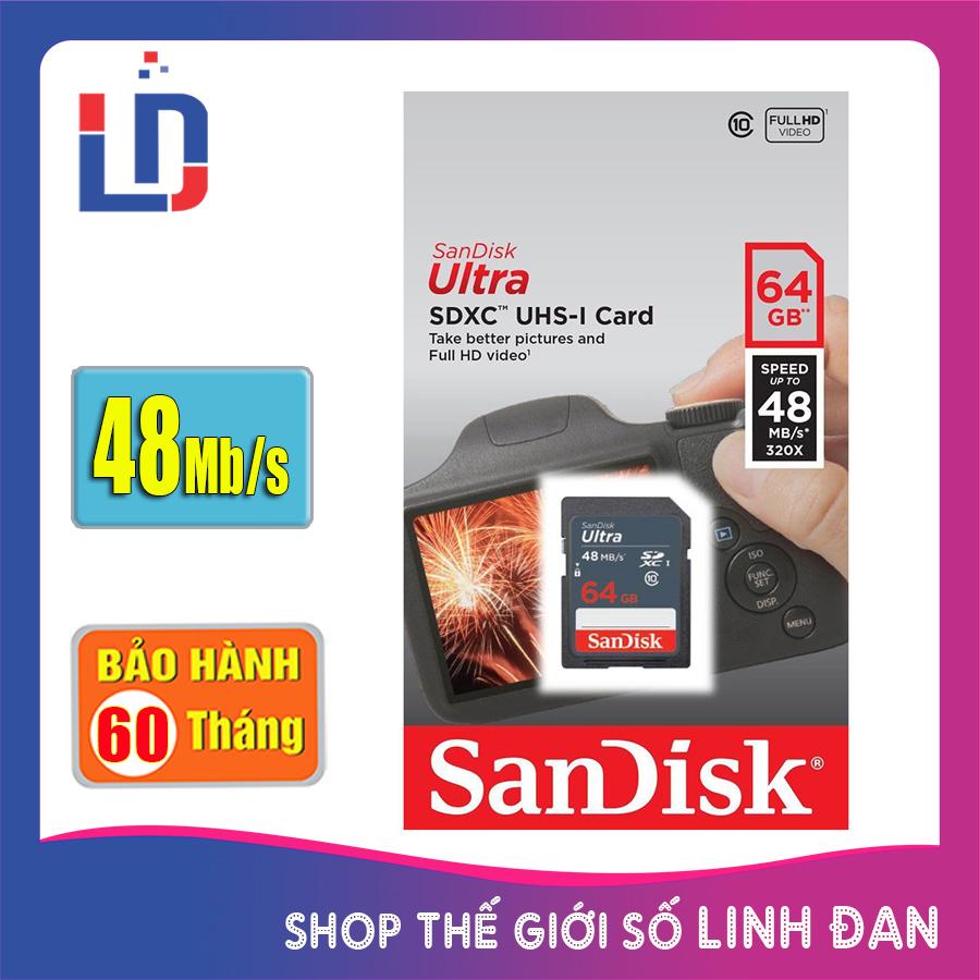 Thẻ nhớ SD Sandisk Ultra 64GB 48MB/s class 10 SDXC