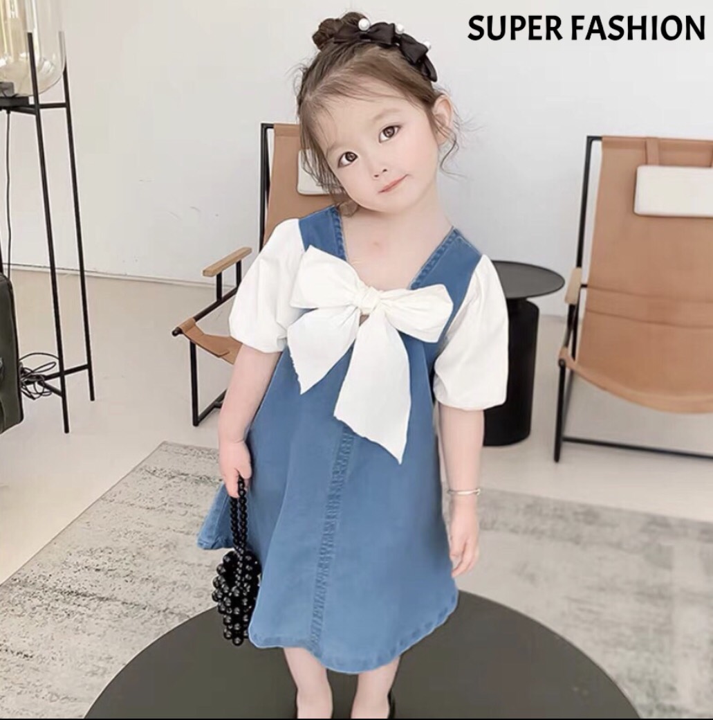 ĐẦM PHỐI NƠ TRẮNG SIÊU XINH CHO BÉ